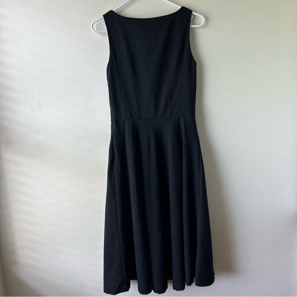Banana Republic Wool Midi A-line Swing Black Dress Sleeveless Classic LBD 6 S - Picture 10 of 11